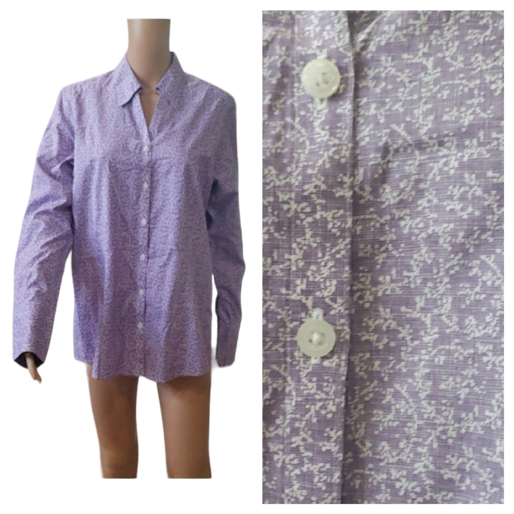 Eddie Bauer L ditzy Floral long sleeve button up airy cotton